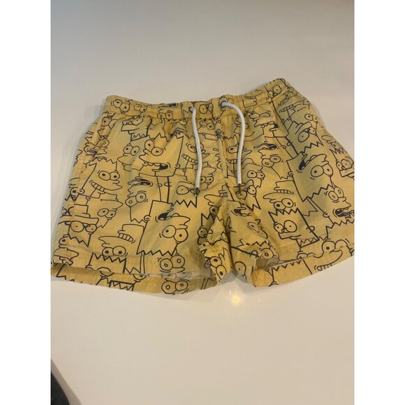 Bart Simpson Patterned Yellow Drawstring Swim Shorts For Men Or Teens Cartoon-Th - Picture 1 of 7